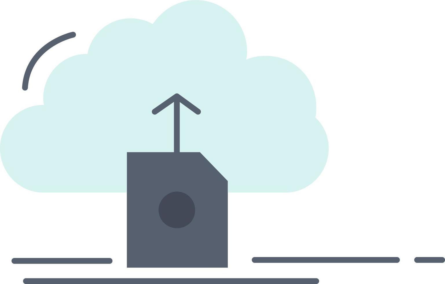 cloud upload save data computing Flat Color Icon Vector