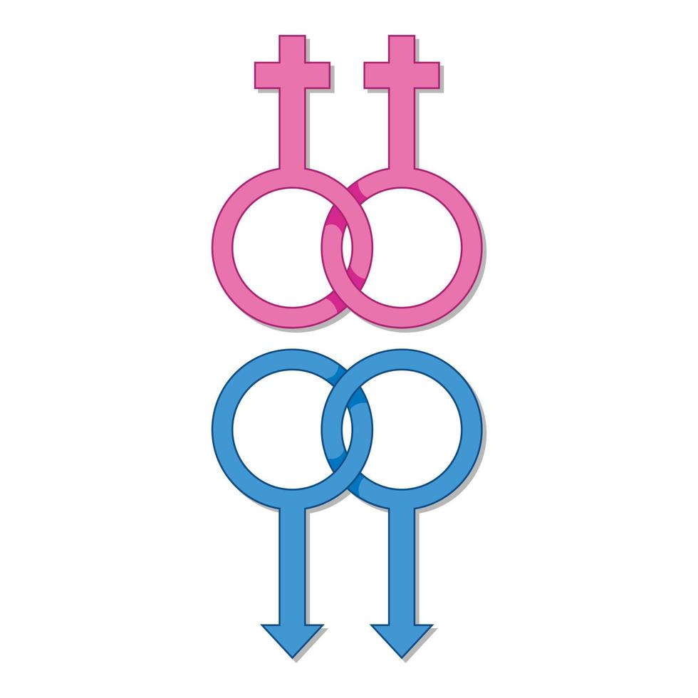 Lesbian and gay gender sign icon, cartoon style vector