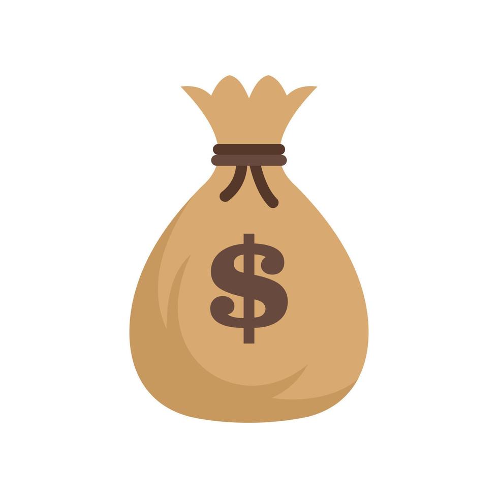 Casino money bag icon flat isolated vector