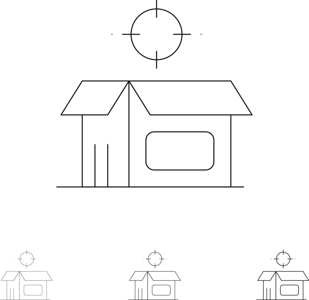 caja de producto abierta producto de caja abierta conjunto de iconos de línea negra en negrita y delgada vector