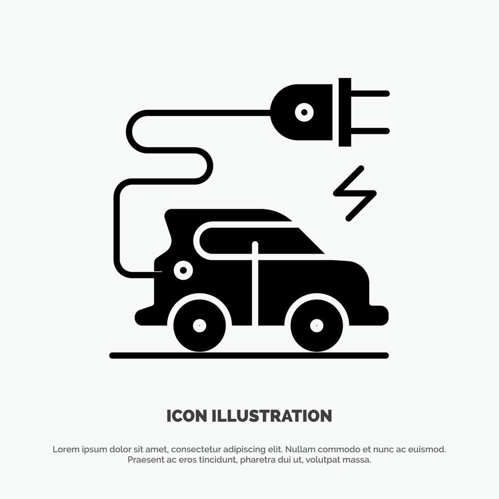 Automotive Technology Electric Car Electric Vehicle solid Glyph Icon vector