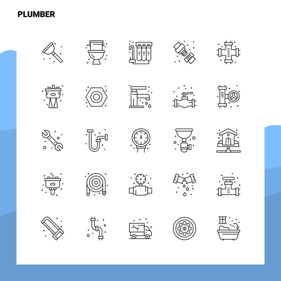Set of Plumber Line Icon set 25 Icons Vector Minimalism Style Design Black Icons Set Linear pictogram pack