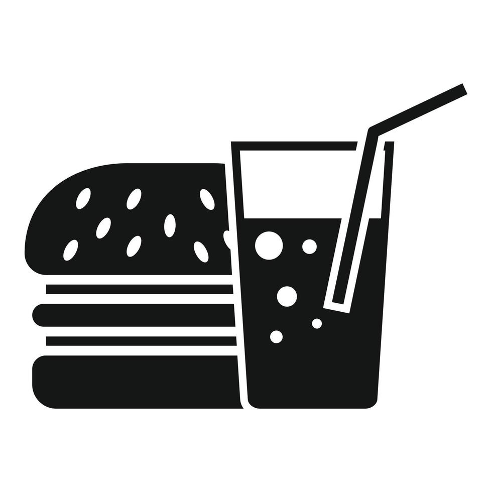 vector simple de icono de vidrio de soda de hamburguesa. cena comida