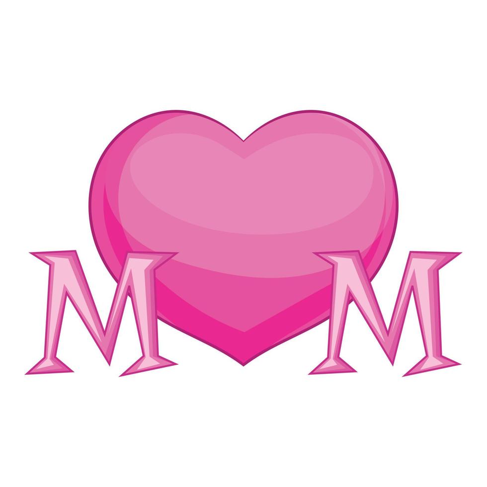 Mothers Day heart icon, cartoon style vector