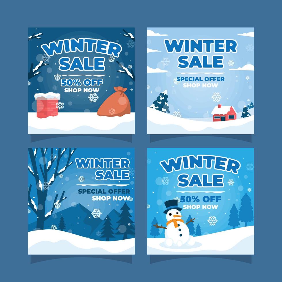 Winter Sale Social Media Post Design vector