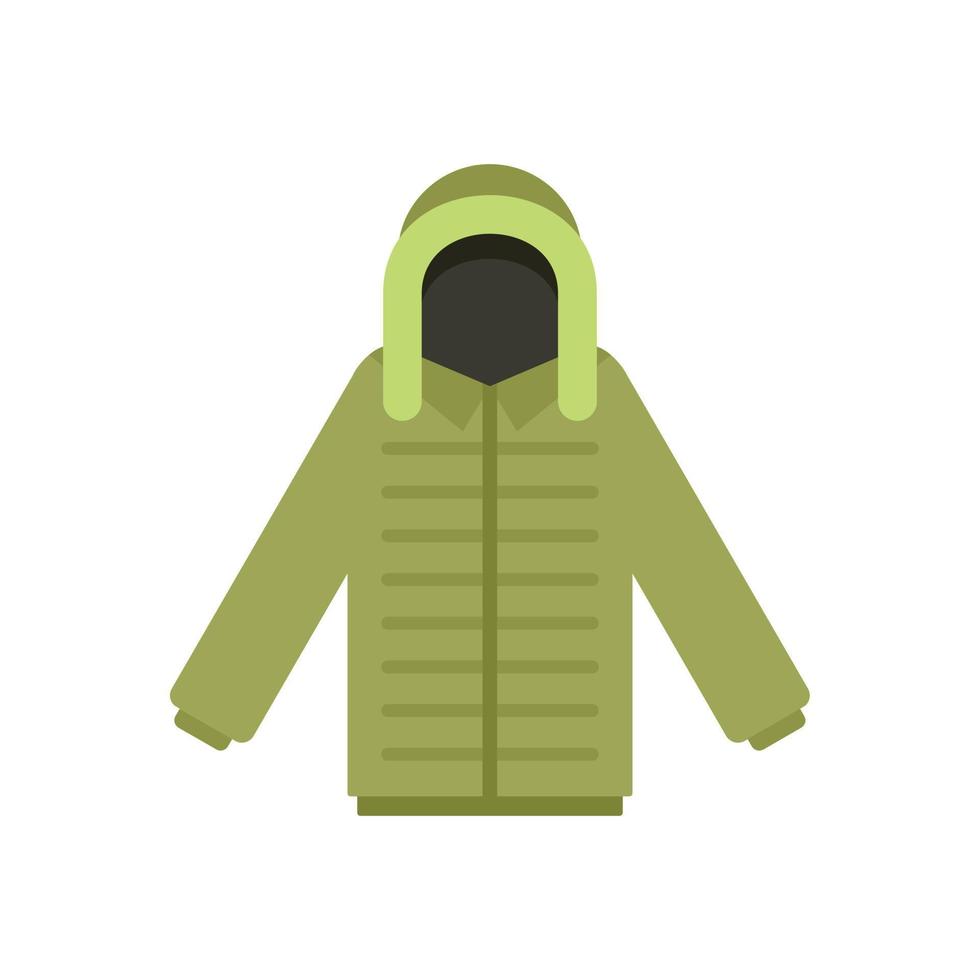 pescador, chaqueta de invierno, icono, plano, aislado, vector