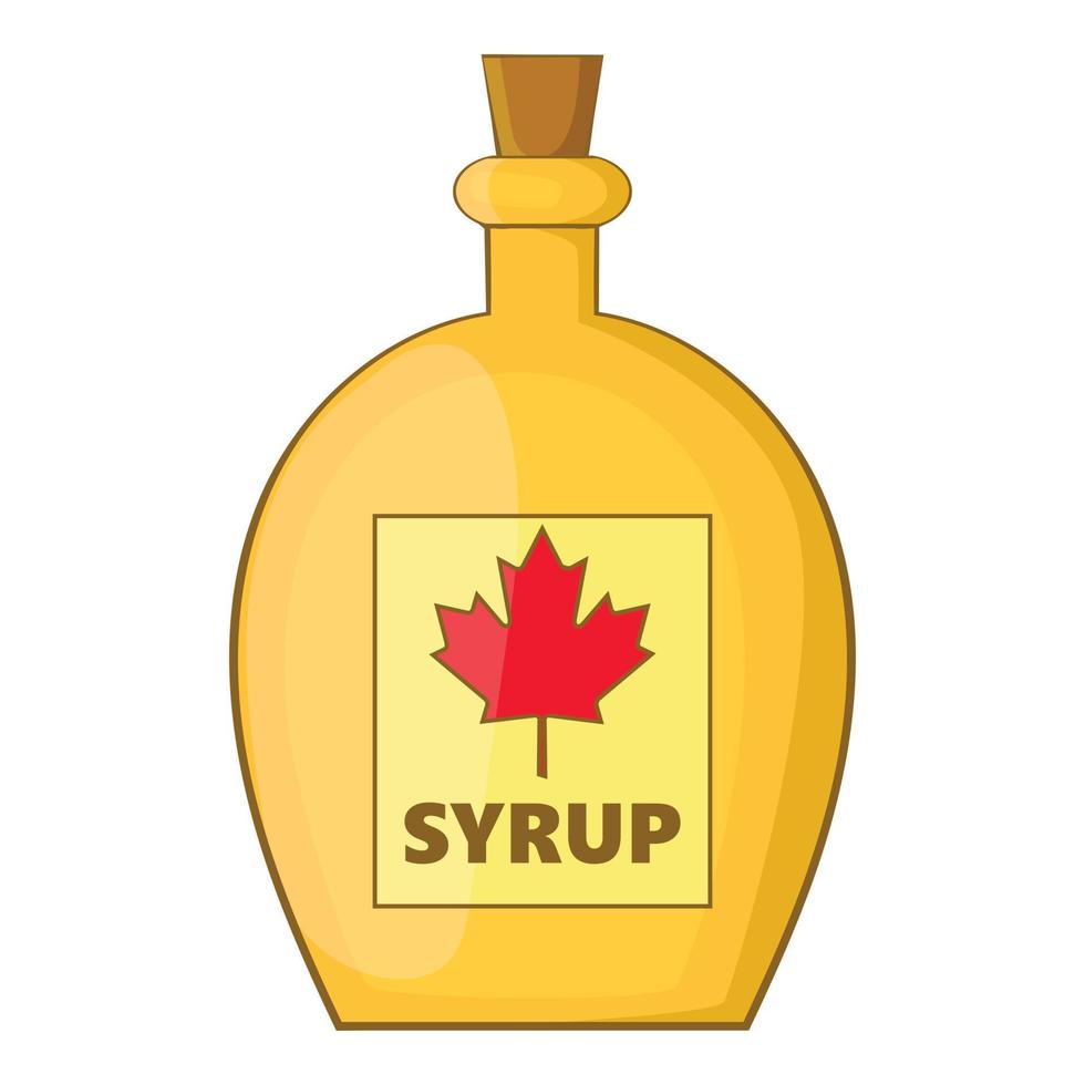 Bottle of maple syrup icon, cartoon style vector