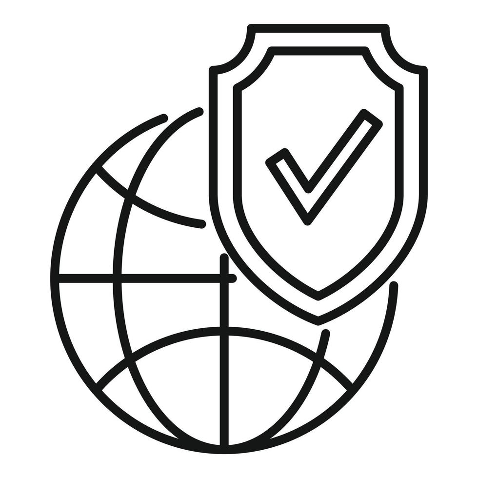 Reliability world icon outline vector. Globe trip vector