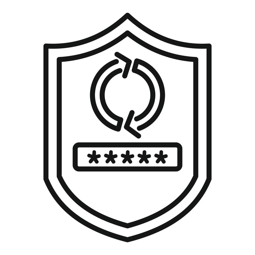 vector de esquema de icono de recuperación de contraseña de escudo. página móvil