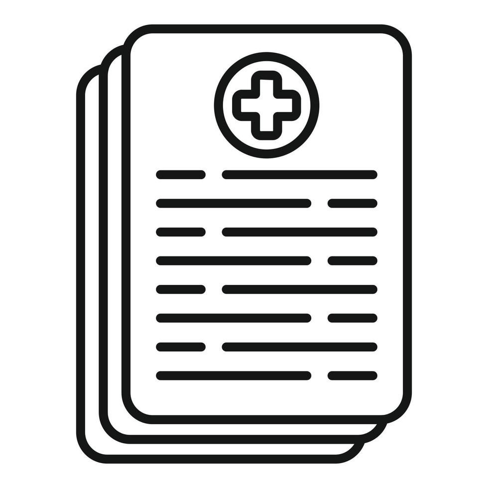 vector de contorno de icono de papeles de medicina. medico paciente