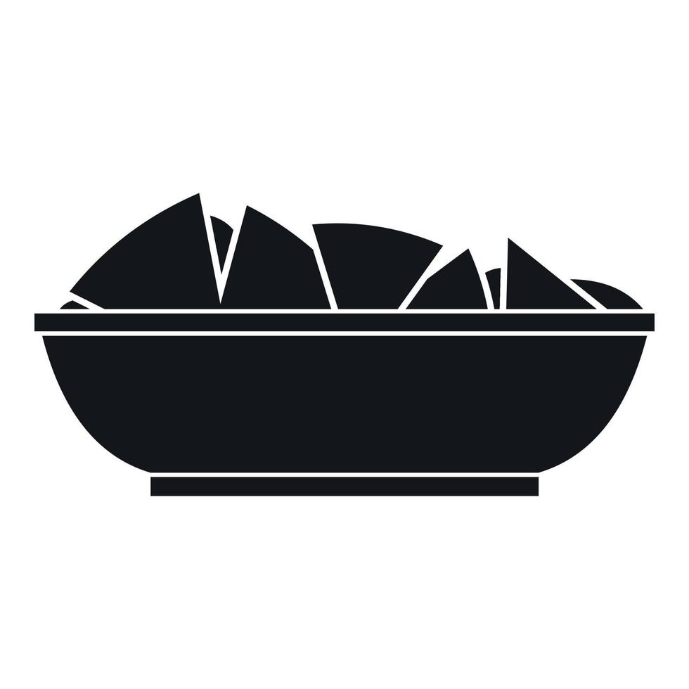 Nachos in bowl icon, simple style vector