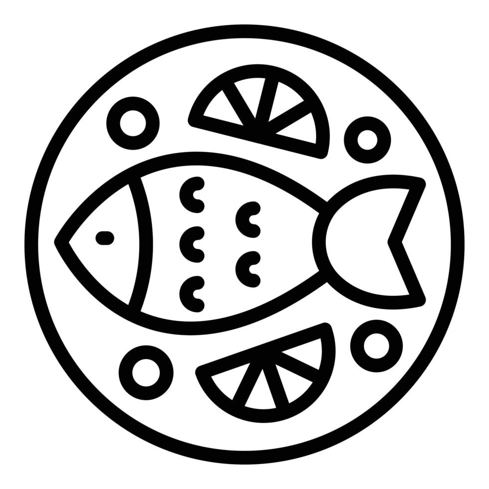 vector de contorno de icono de pescado frito. comida japonesa