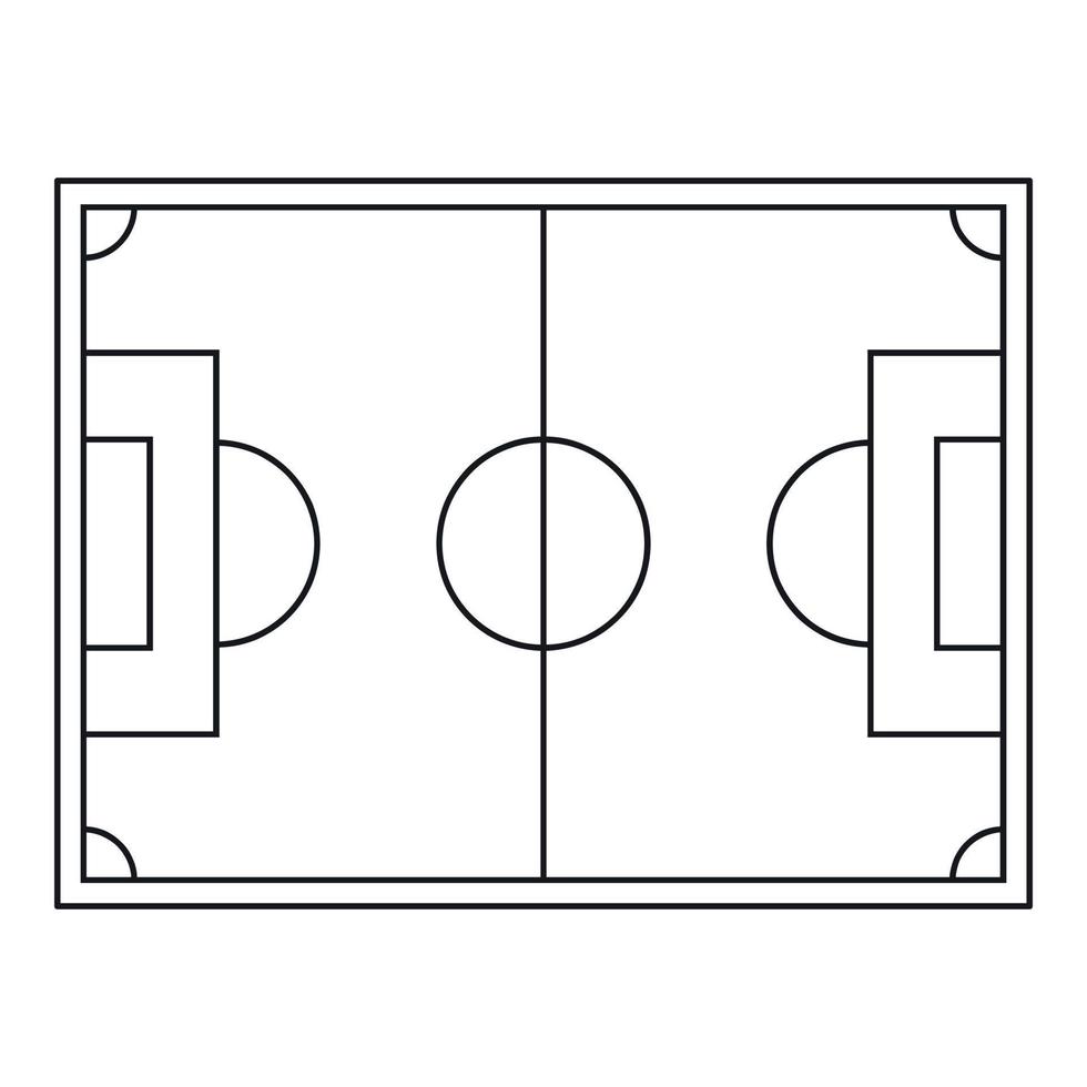 Top view of soccer field icon, outline style vector