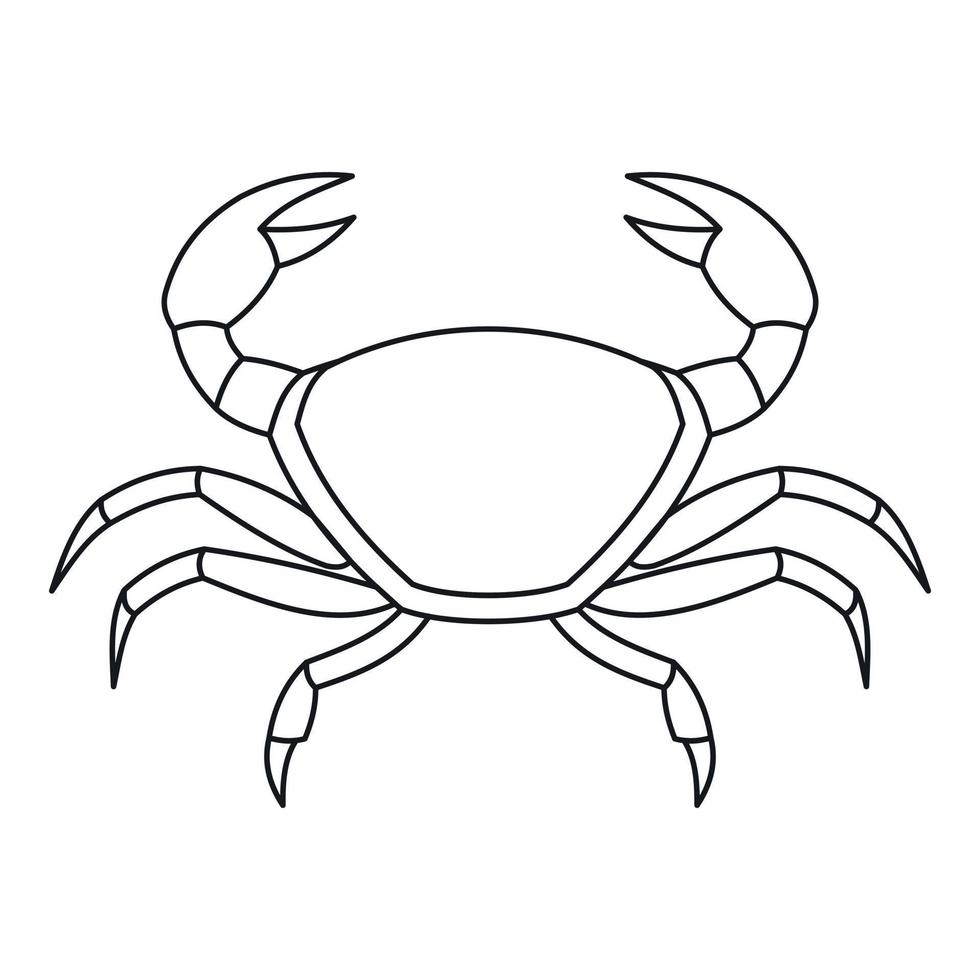icono de cangrejo, estilo de esquema vector