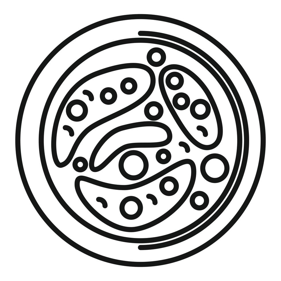 Petri dish icon outline vector. Bacteria cell vector