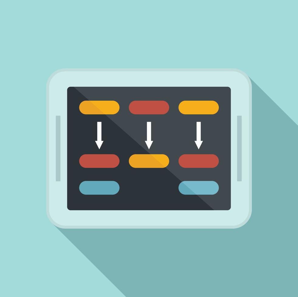 tableta niño programación icono vector plano. robot de computadora para niños