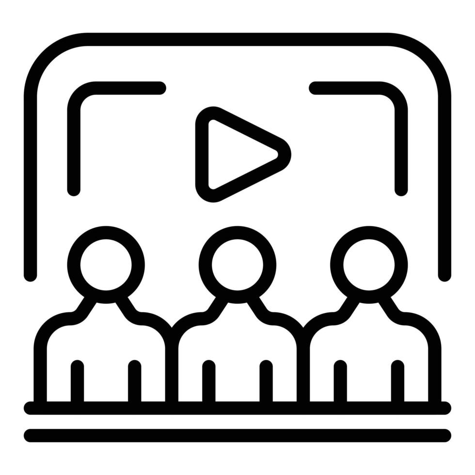 Video conference group icon outline vector. Computer office vector