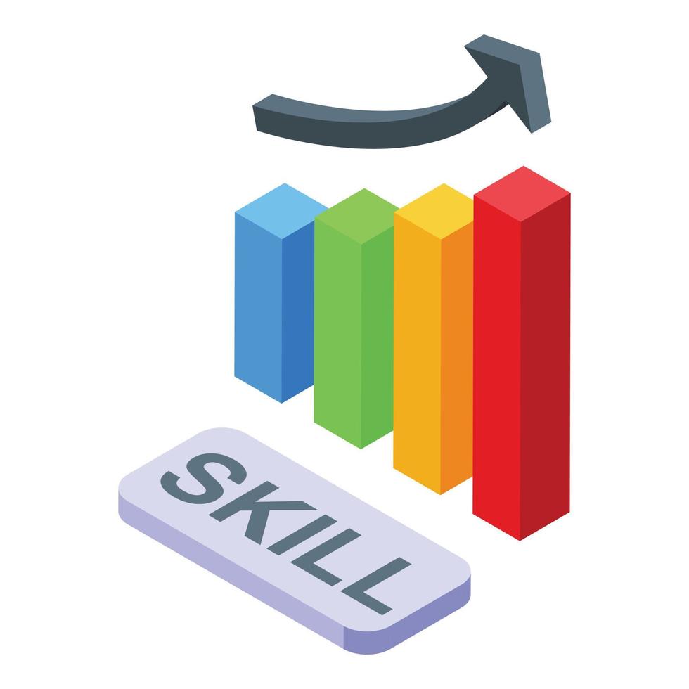 Skill graph chart icon isometric vector. Level training vector