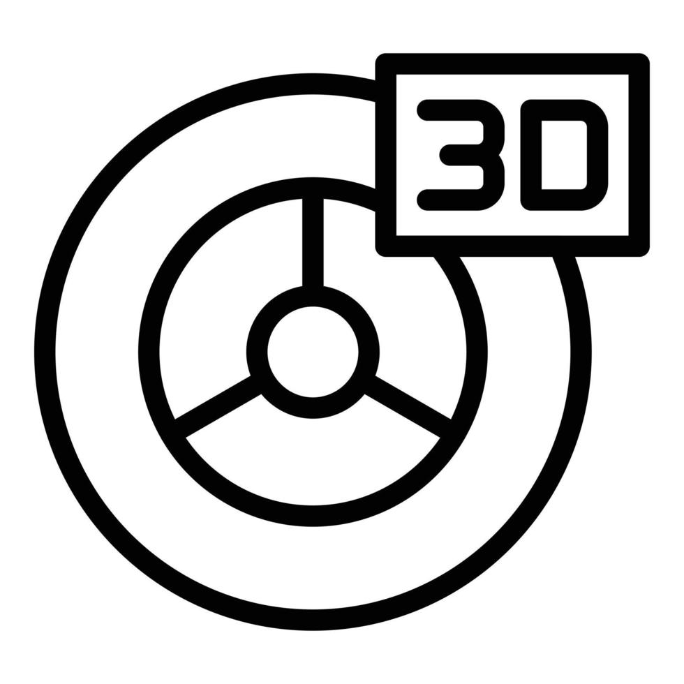 vector de contorno de icono de impresión de rueda 3d. producto de diseño