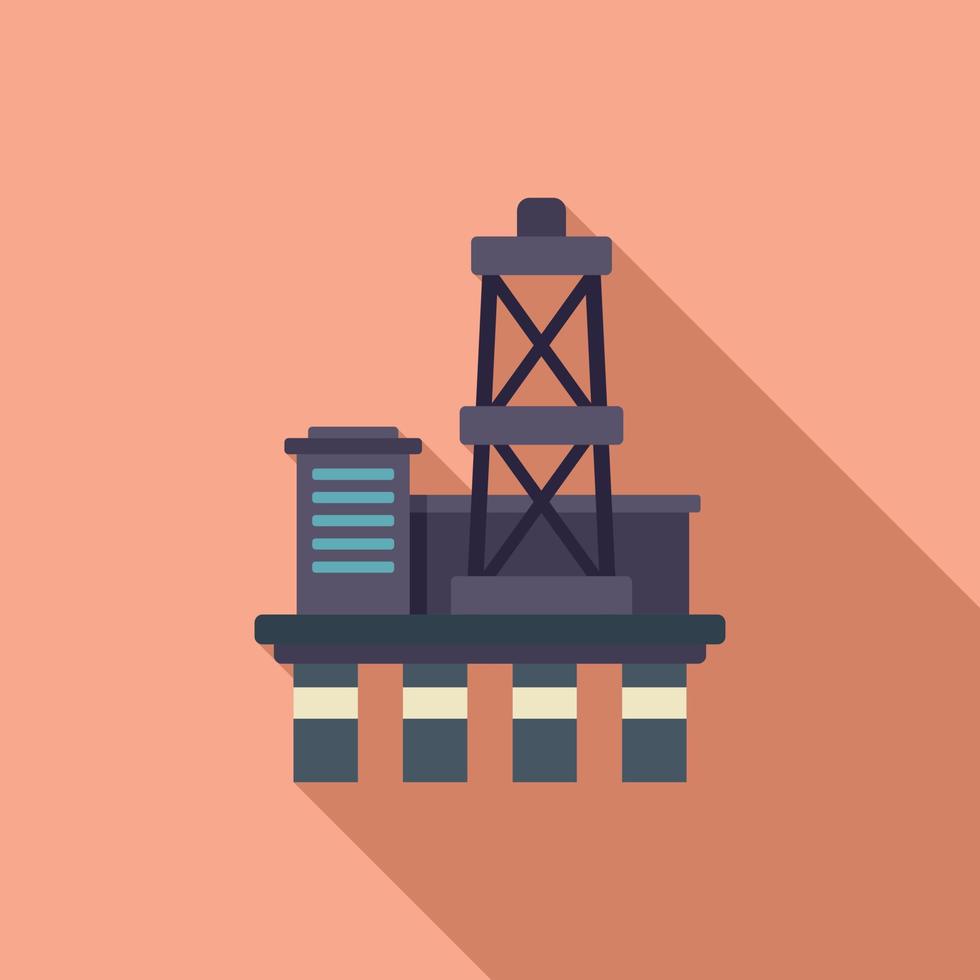 Drilling rig icon flat vector. Oil sea vector