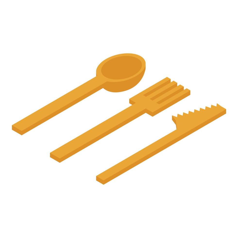 Eco cutlery icon isometric vector. Friendly recycle vector