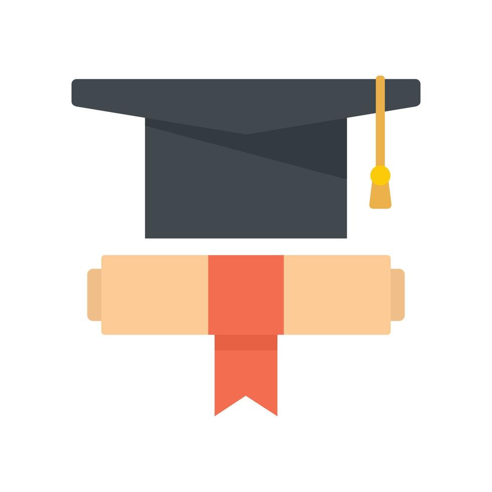 graduación sombrero diploma icono plano aislado vector