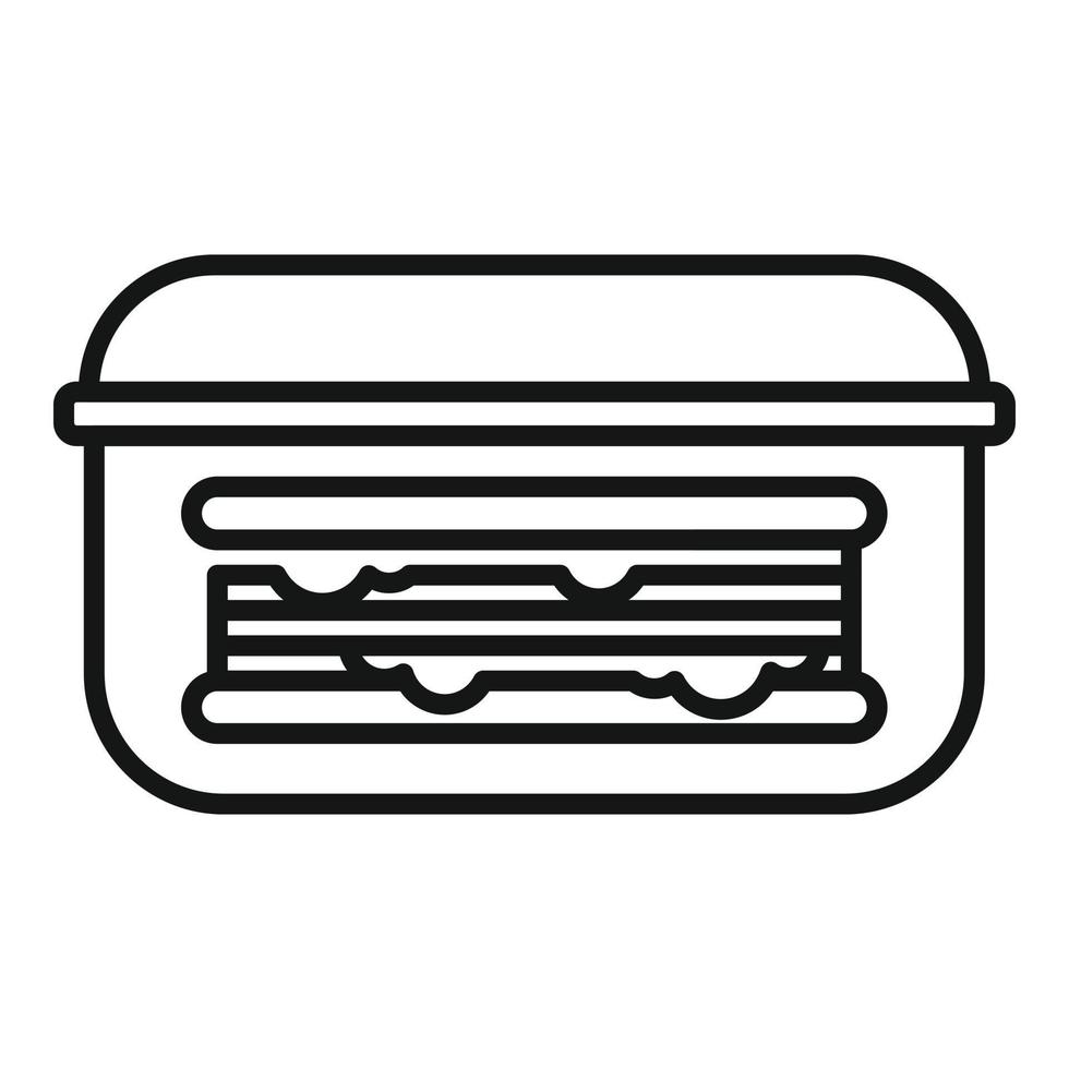 vector de contorno de icono de comida de sándwich. caja de almuerzo