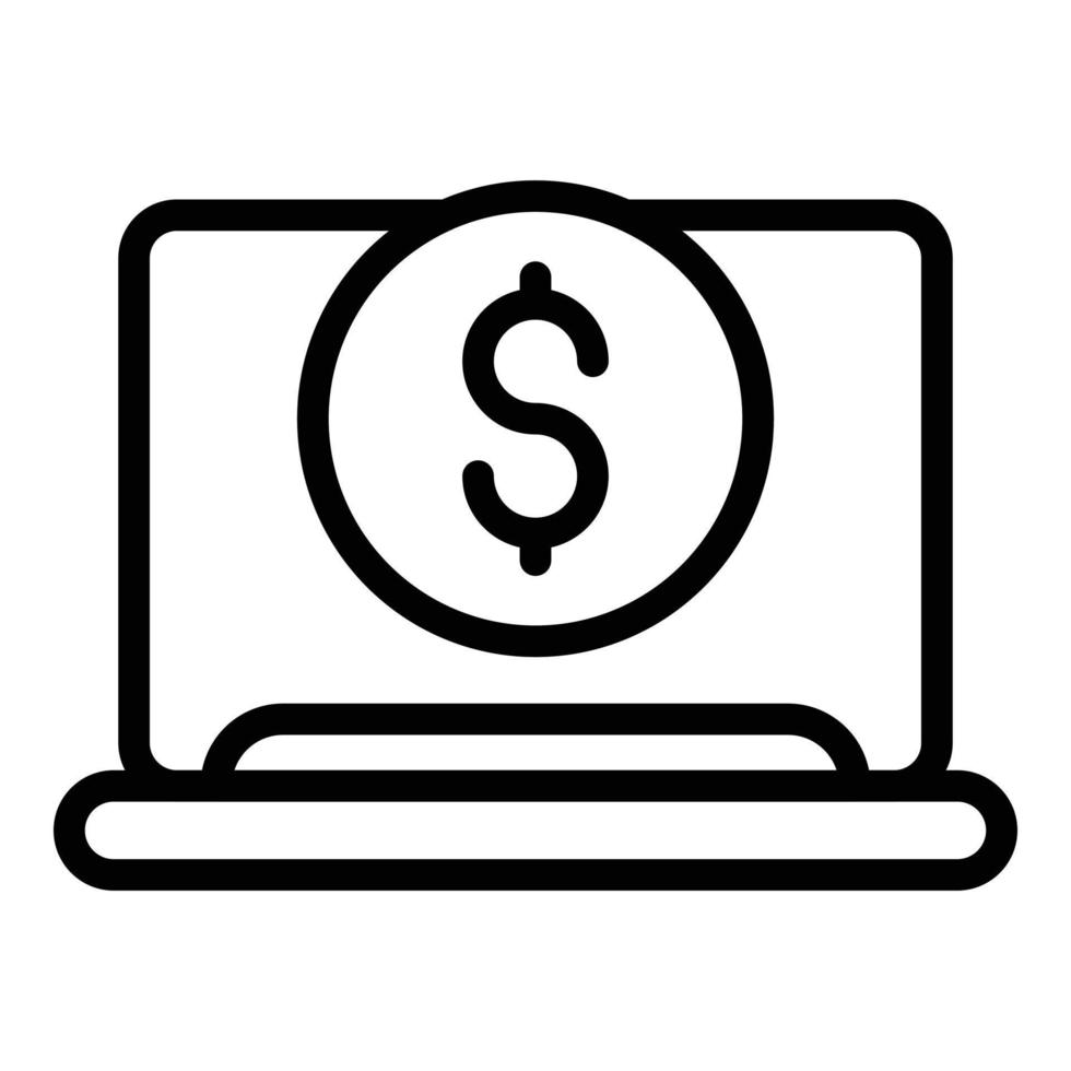 Buy online laptop icon outline vector. Computer store vector