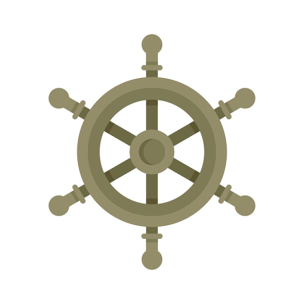 Helm ship wheel icon flat isolated vector