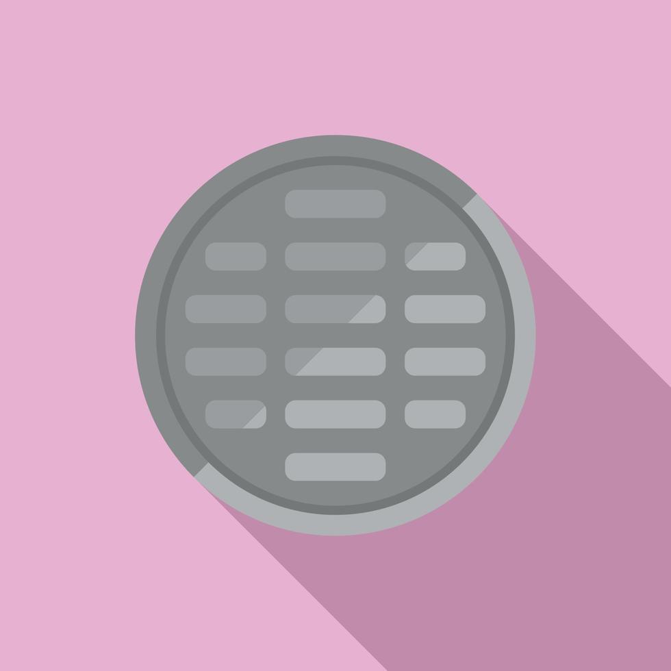 Metallic manhole icon flat vector. City road vector