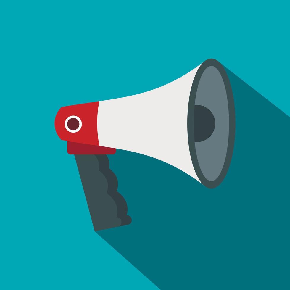 Red and white bullhorn public megaphone icon vector