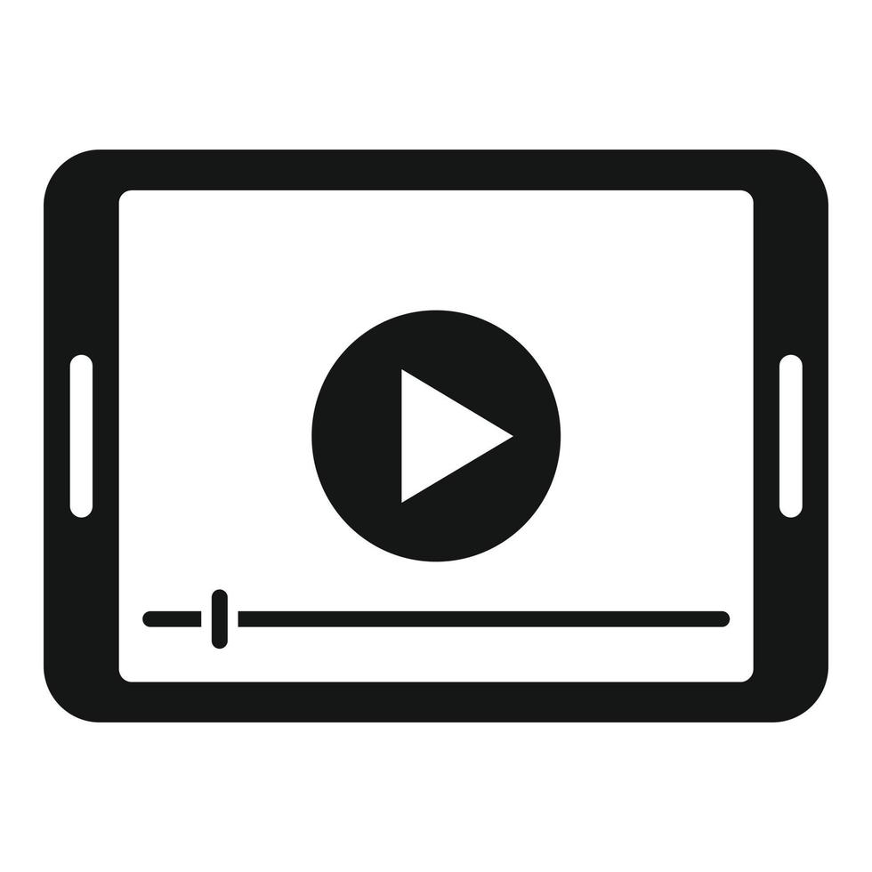 reproducir video icono de tableta vector simple. viendo jugador