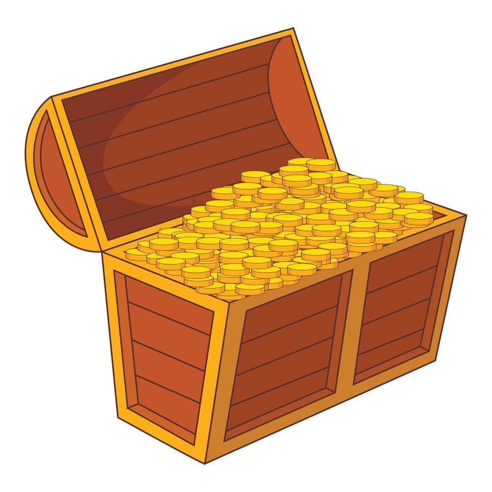 pirate treasure chest with golden coins icon vector