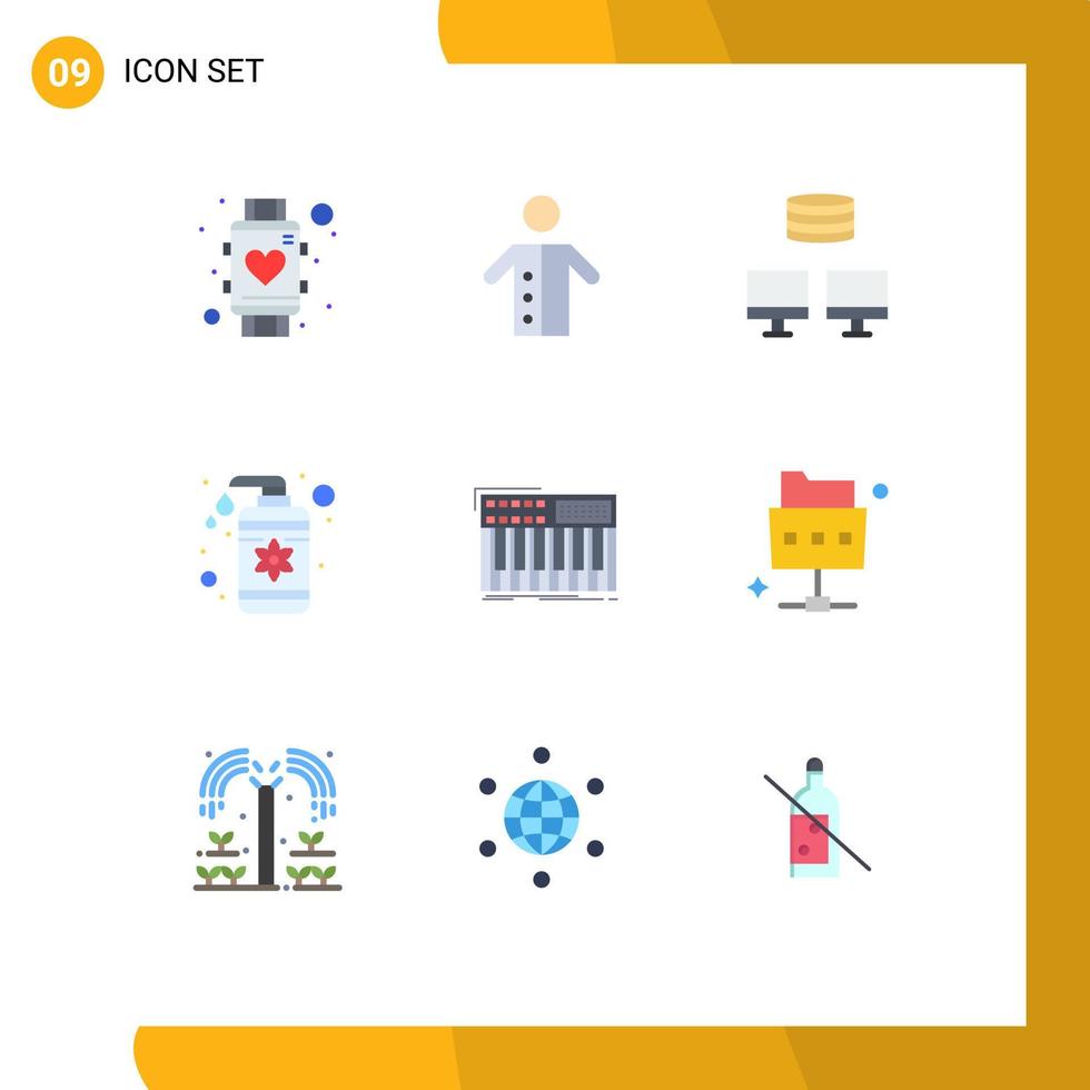 User Interface Pack of 9 Basic Flat Colors of synth spa preacher lotion sync Editable Vector Design Elements