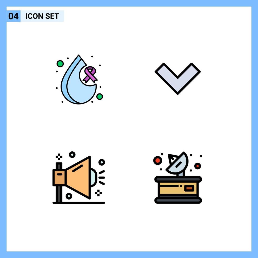 4 Thematic Vector Filledline Flat Colors and Editable Symbols of blood optimization health back shout Editable Vector Design Elements