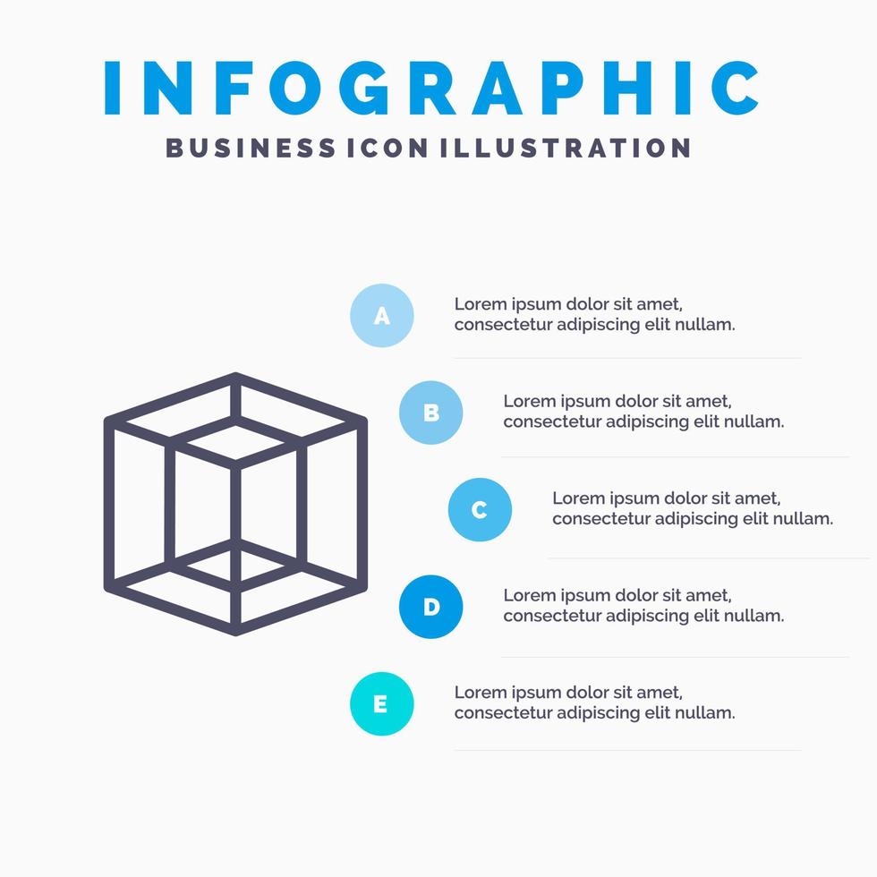 icono de línea de herramienta gráfica de diseño con fondo de infografía de presentación de 5 pasos vector