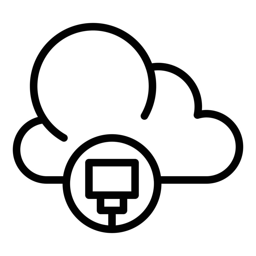 vector de contorno de icono de datos de nube. estancia social