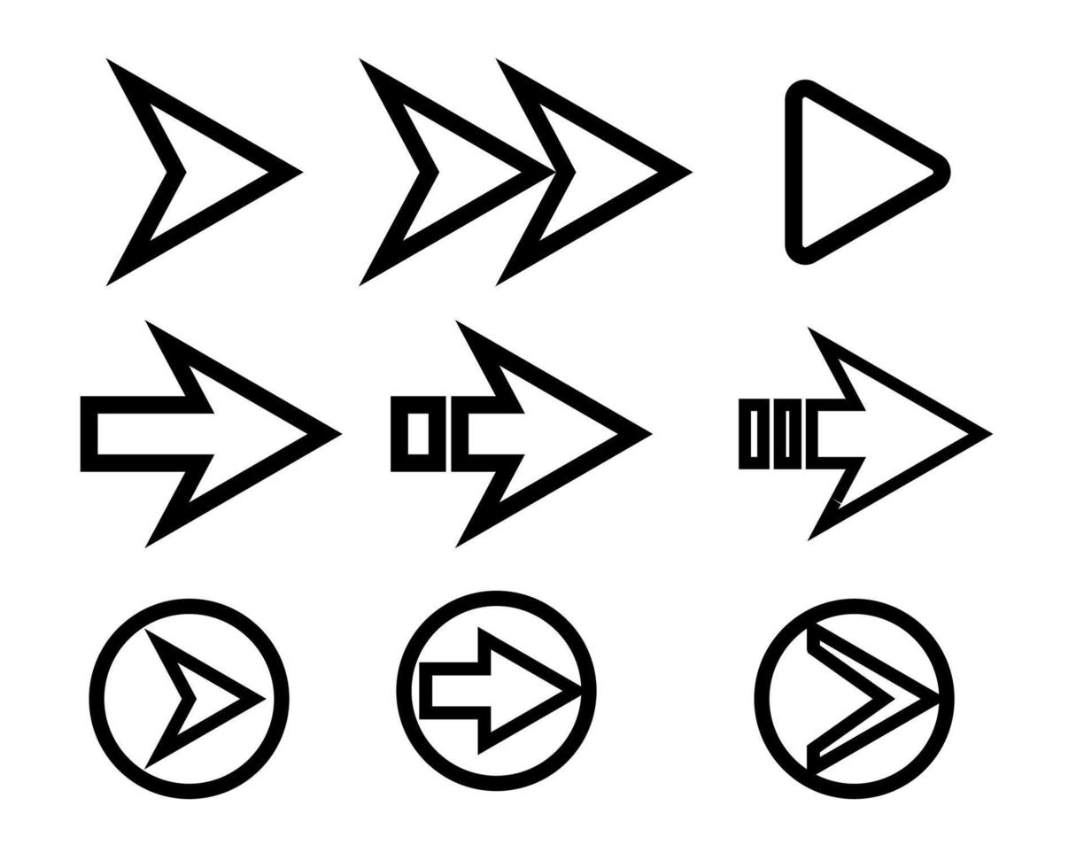 moderno conjunto de diseño de todas las flechas. vector