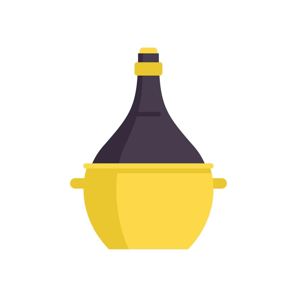 icono de botella de cesta de vino vector aislado plano