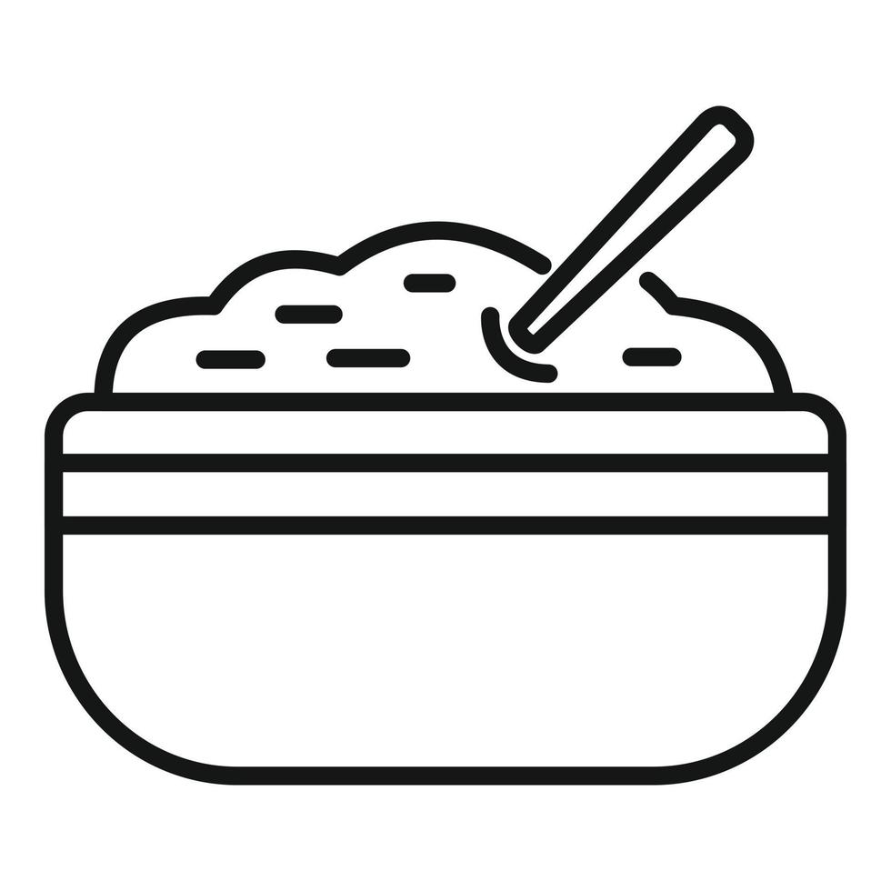 Mash potato spoon icon outline vector. Boiled food vector