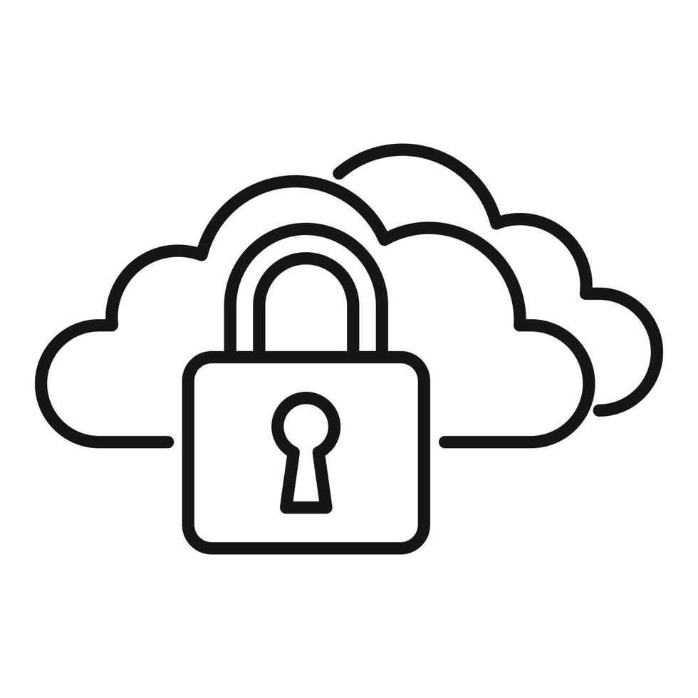Locked data cloud icon outline vector. Computer lock vector