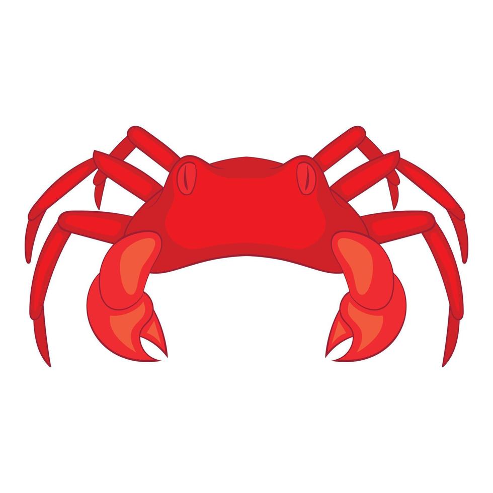 Red crab icon, cartoon style vector