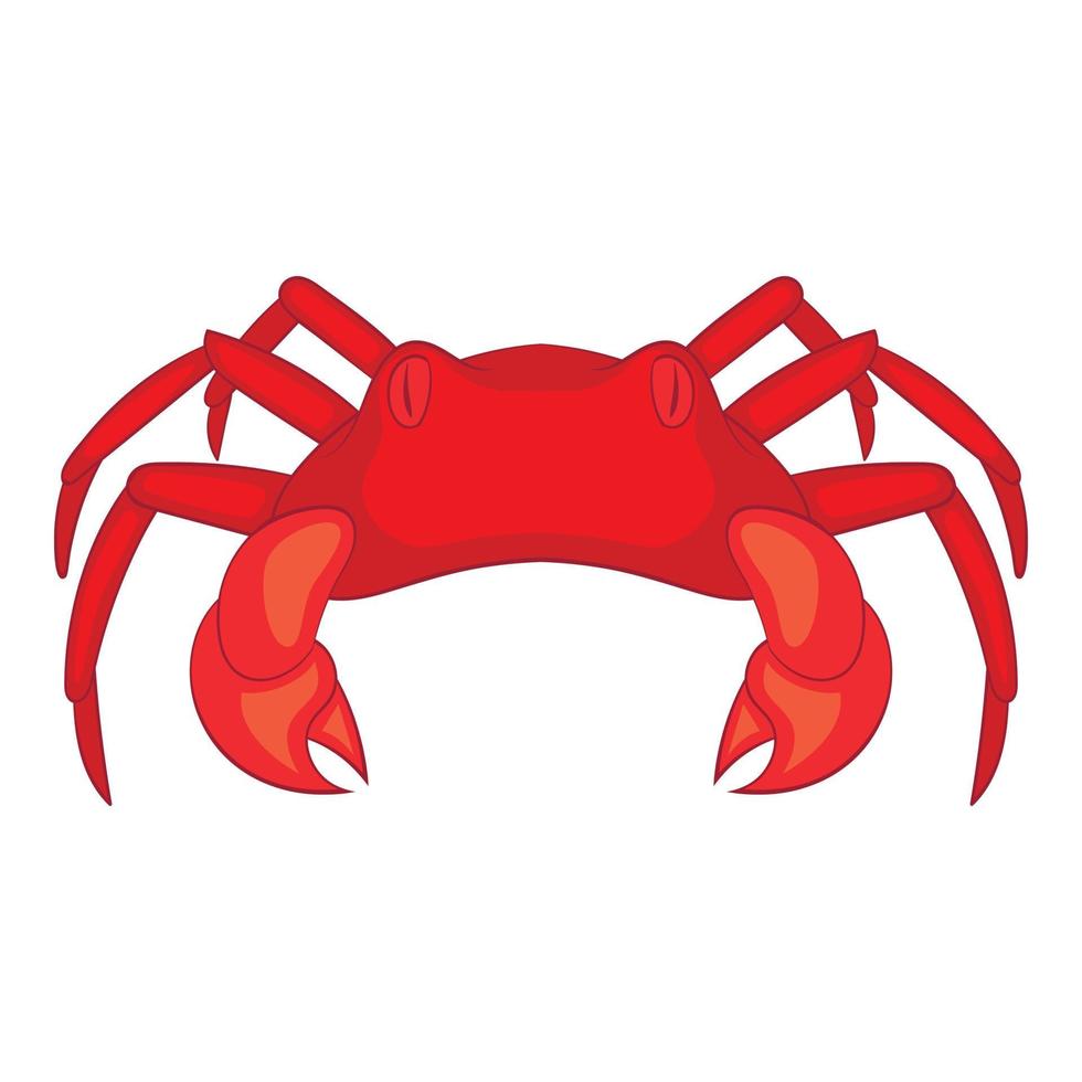 Red crab icon, cartoon style vector