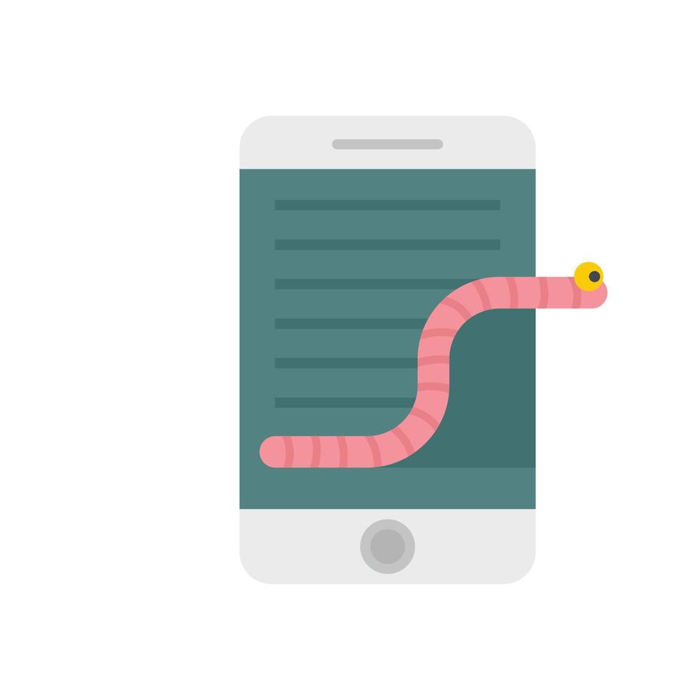 Smartphone fraud worm icon flat isolated vector