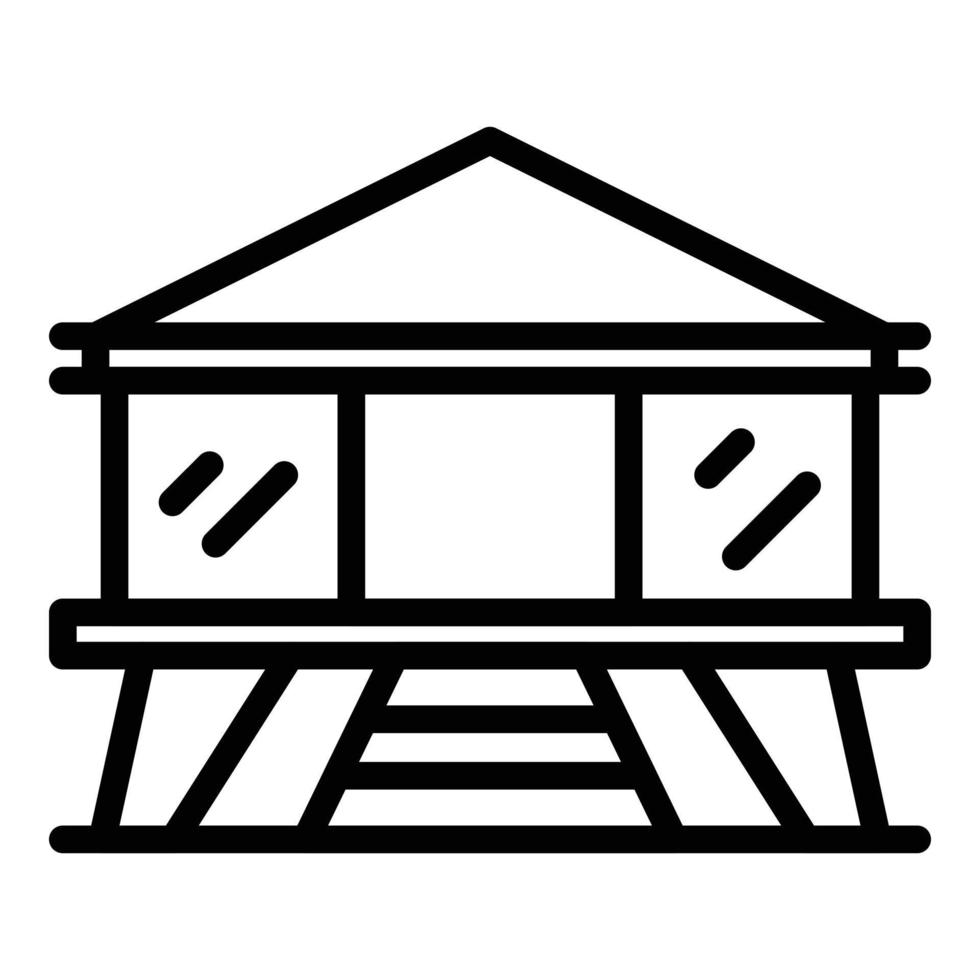 Wood house icon outline vector. Cabin forest vector