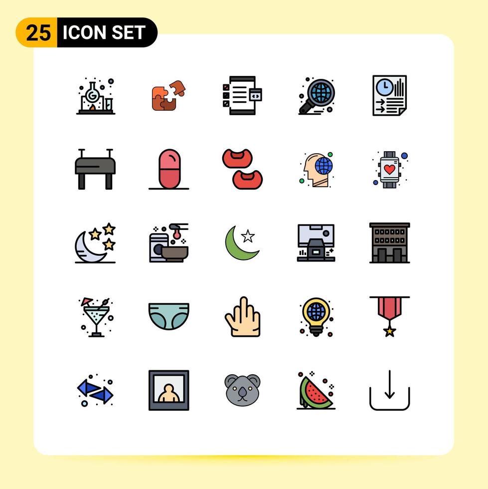 Set of 25 Modern UI Icons Symbols Signs for global analysis piece device develop Editable Vector Design Elements
