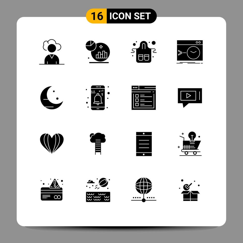 16 Universal Solid Glyph Signs Symbols of farming software food root admin Editable Vector Design Elements