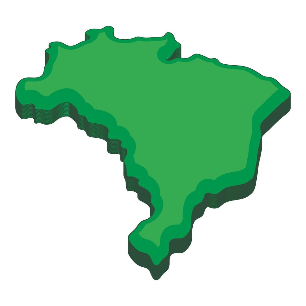 Green map of Brazil icon, cartoon style vector