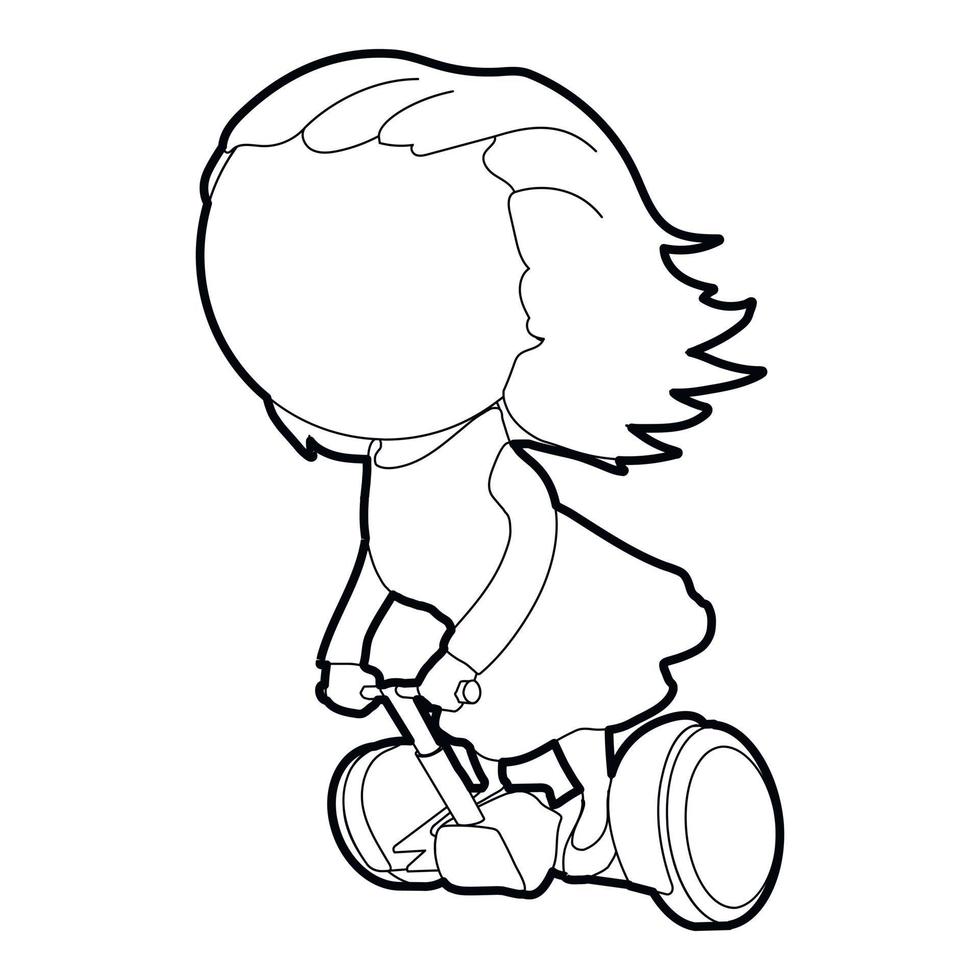 Girl on segway icon, outline style vector