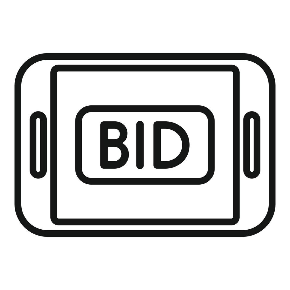 Tablet bid auction icon outline vector. Price sell vector